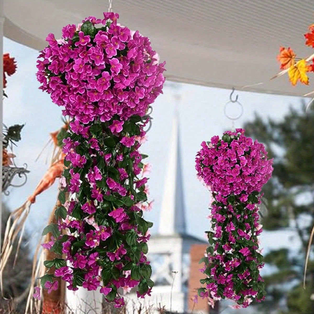 

2 Packs Artificial Violet Flower Basket Decoration Hanging Flowers Garland Vine Flowers Simulation Rattan Plant Vine Wedding Home Balcony Wall Traling Floral Decoration