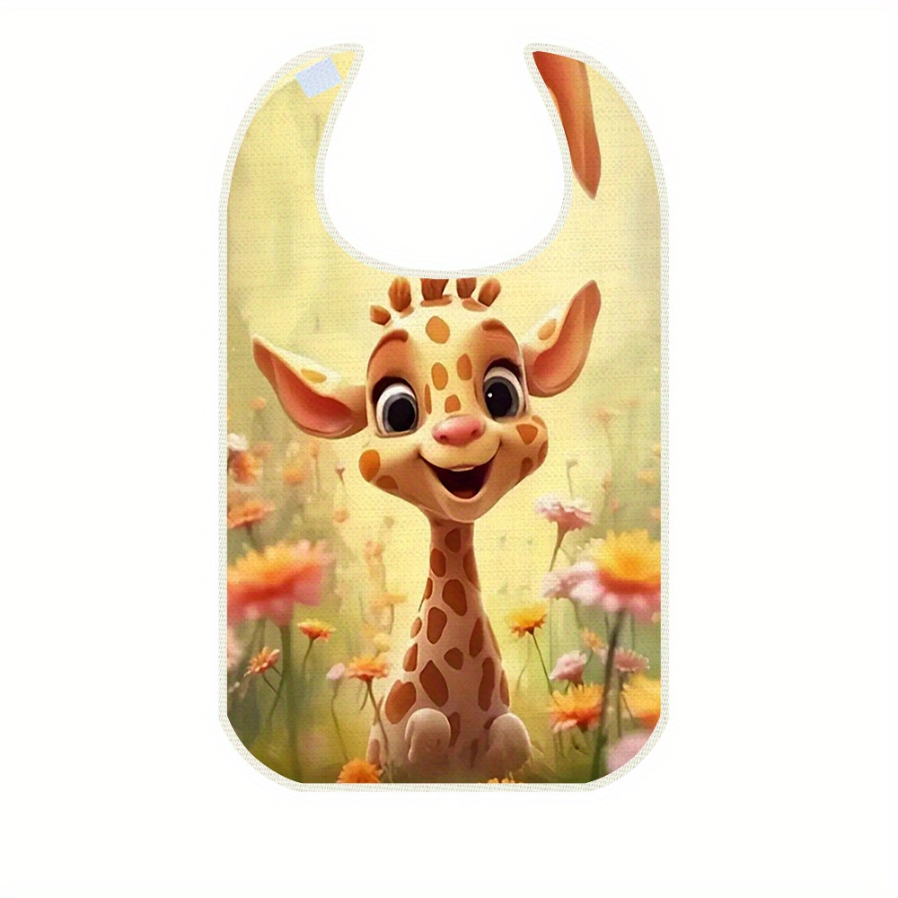 

Jit/1/2pc Printed Adult Bib, Unisex, Suitable For Seniors, Stain-resistant And Washable, Reusable, Made Of Linen With Woven Cover