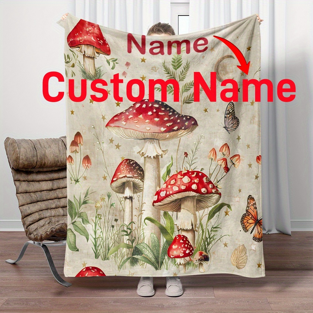 

Custom Name Forest Blanket - Personalized Lightweight Flannel Throw For Sofa, Bed, Travel, Camping, Office - All-season Jacquard Weave, Machine Washable Polyester Fleece Blanket With Digital Printing