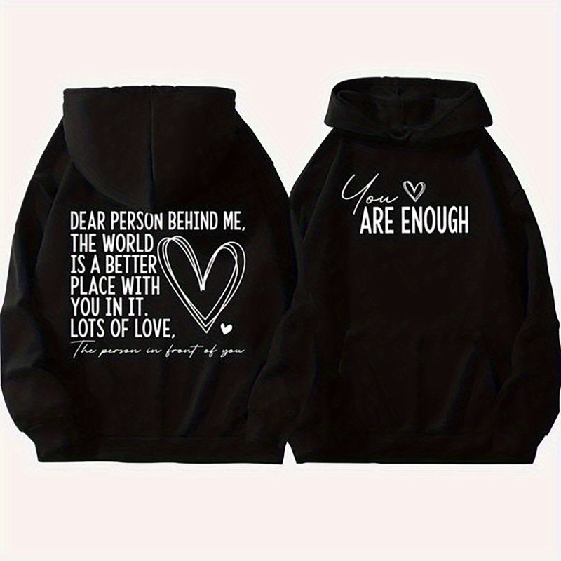 

Slogan Print Kangaroo Pocket Hoodie, Casual Long Sleeve Drawstring Hoodies Sweatshirt, Women's Clothing