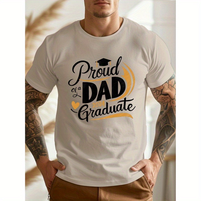 

Proud Dad 2024 Graduate Men's T-shirt, Casual Short Sleeve T-shirt For Summer