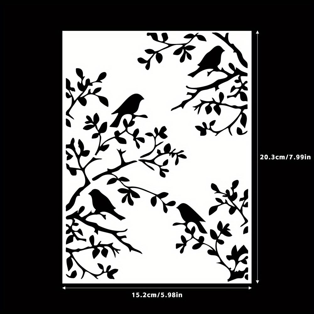 Image of Plastic Bird & Tree Reusable Stencil – Ideal For Diy Greeting Card Decoration, Scrapbooking, Card Making And Paper Crafts – Versatile Painting Stencil For Wood, Paper, Fabric Floors & Walls