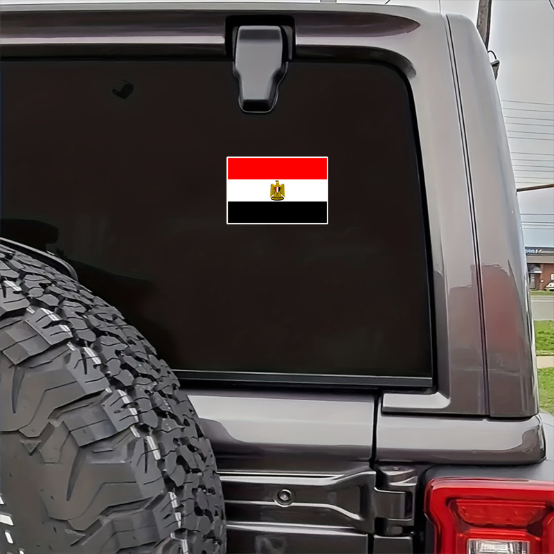 

Egyptian Flag Decal For Car Bumper & Laptop - Matte Vinyl Self-adhesive Sticker, Cartoon Theme, Single Use, Waterproof For Plastic Surfaces, Car Window & Front Location Decoration