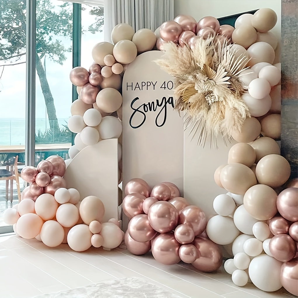 

107-piece Balloon Garland Kit - Elegant White & Sand Latex Balloons For Weddings, Birthdays, Baby Showers, Anniversaries, Bridal & Bachelorette Parties