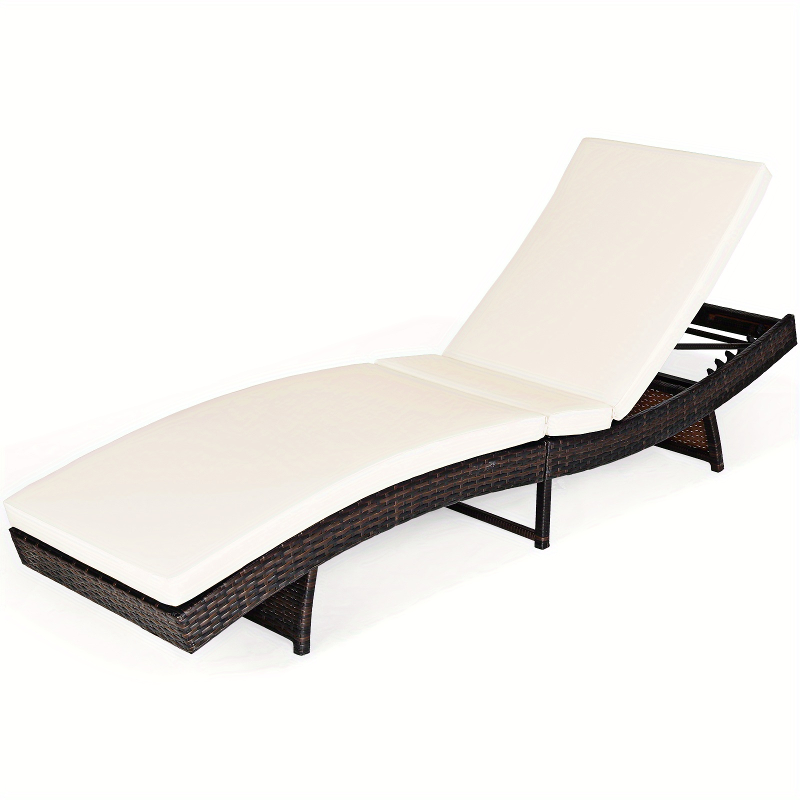 

Lifezeal Patio Rattan Folding Lounge Chair Chaise Adjustable W/white Cushion