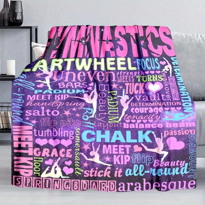 

Polyester Gymnastics Themed Throw Blanket - Soft, Cozy, And Warm - Versatile For Sofa, Bed, Travel, Camping - Multipurpose Full-size Blanket With Artistic Design For All Seasons