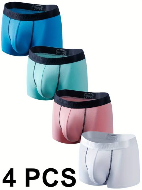 set of 4 mens solid modal underwear casual boxer briefs breathable and comfortable stretchy sports shorts