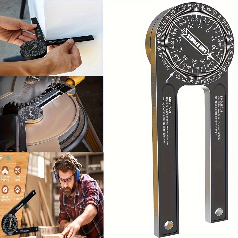 

7- Aluminum Alloy Protractor Engraved - , Measurement Tool For Carpentry & Woodworking Battery, Uncharged