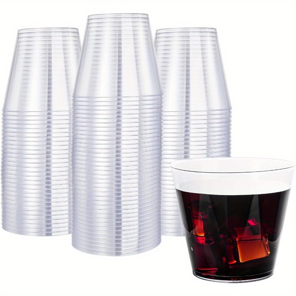 Image of 100pcs Elegant Clear Plastic Party Cups - Reusable &, Perfect For Beverages, Desserts, Cakes - Ideal For Weddings, Birthdays, Holidays (thanksgiving, Halloween, Christmas), Cute Cups