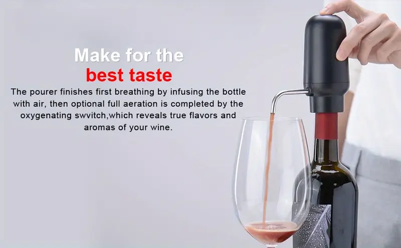 taivodb conjunto de abridor elétrico para vinho 4 com recarregável, arejador e despejo automático, corta-foil & tampão a vácuo - usb-c, , sem fio eletrônico com cabo de carregamento ideal para casa, restaurantes amantes do vinho 36 ergonômico durabilidade reutilizável perfeito como manual e acessórios detalhes 3