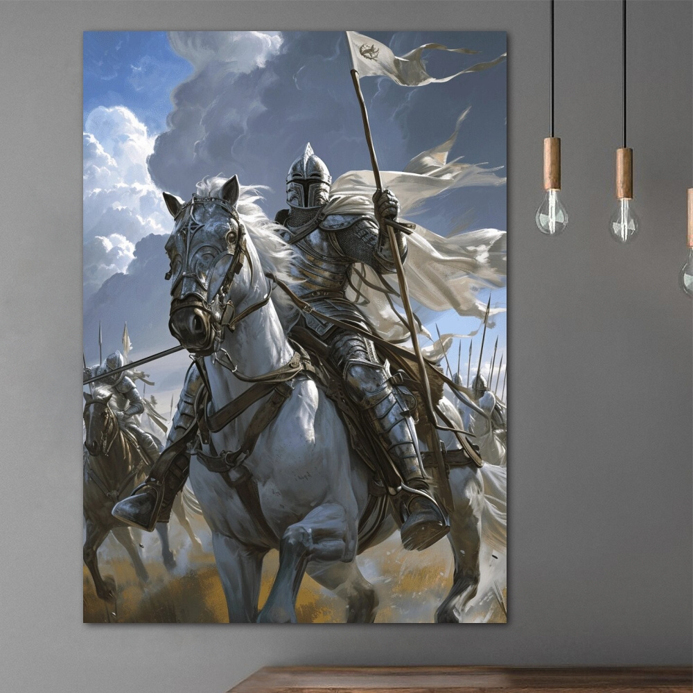 

Knight Warriors On Horseback Canvas Print - High Quality Wall Art For Home, Office, And Cafe Decor - Single Piece Canvas Poster For Bedroom And Living Room