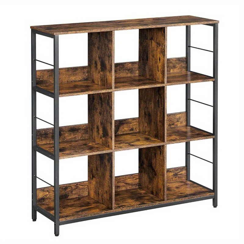 

Vasagle Bookshelf, Bookcase, 9 Organizer, Industrial Open Display Shelf, For Bedroom, Office, Living Room, Metal Frame