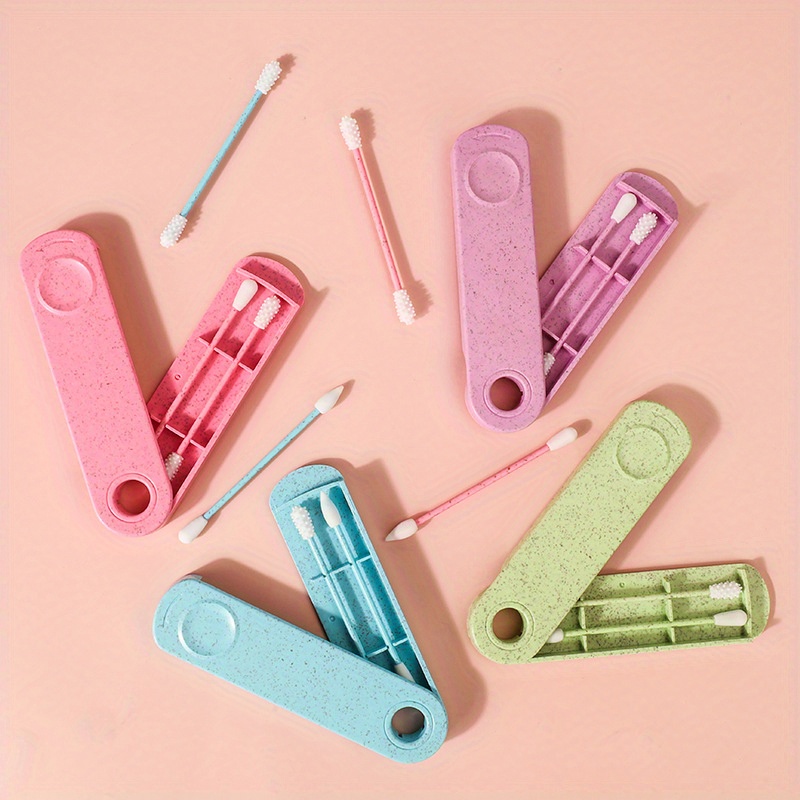 

Reusable Silicone Swabs With Case, Dual-tipped Cotton Buds For Makeup & Ear Cleaning, Sanitary Individual Packaging