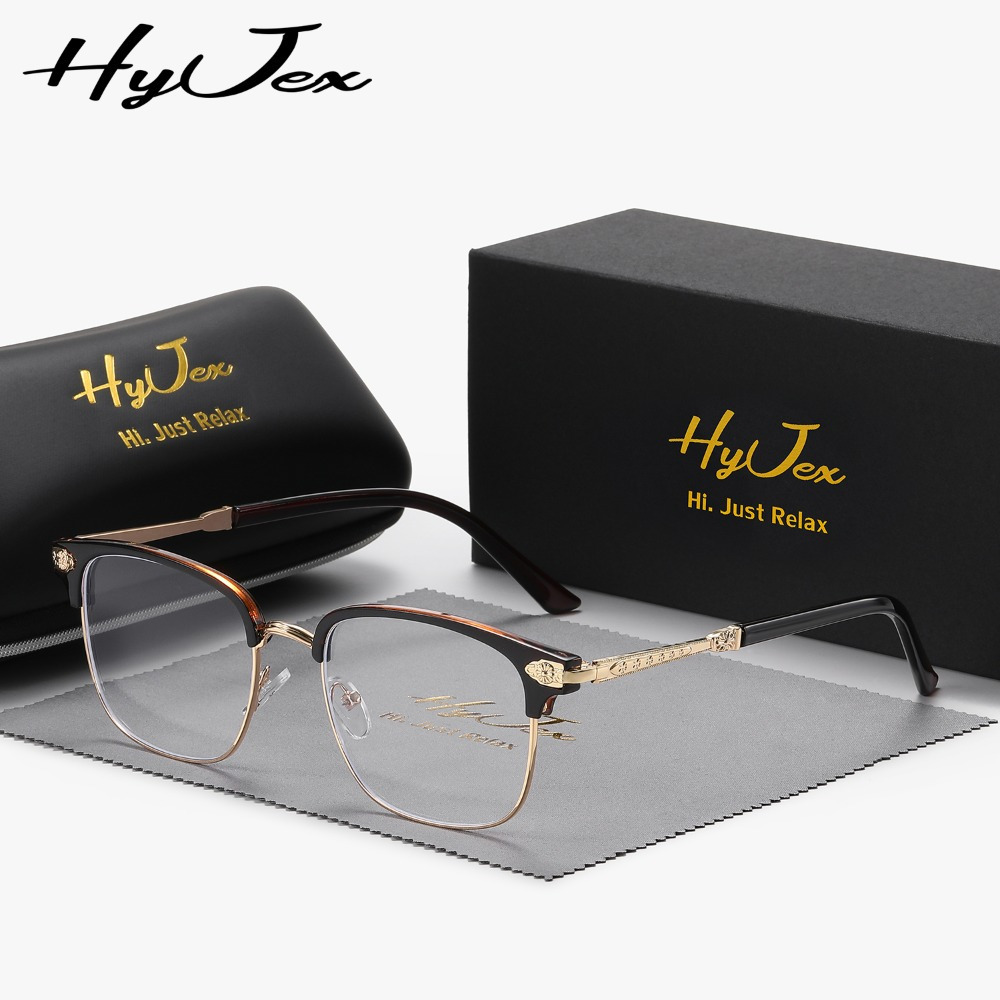 

Hyjex Unisex Half-frame Metal Retro Minimalist Eyeglasses With Personalized Clear Lenses