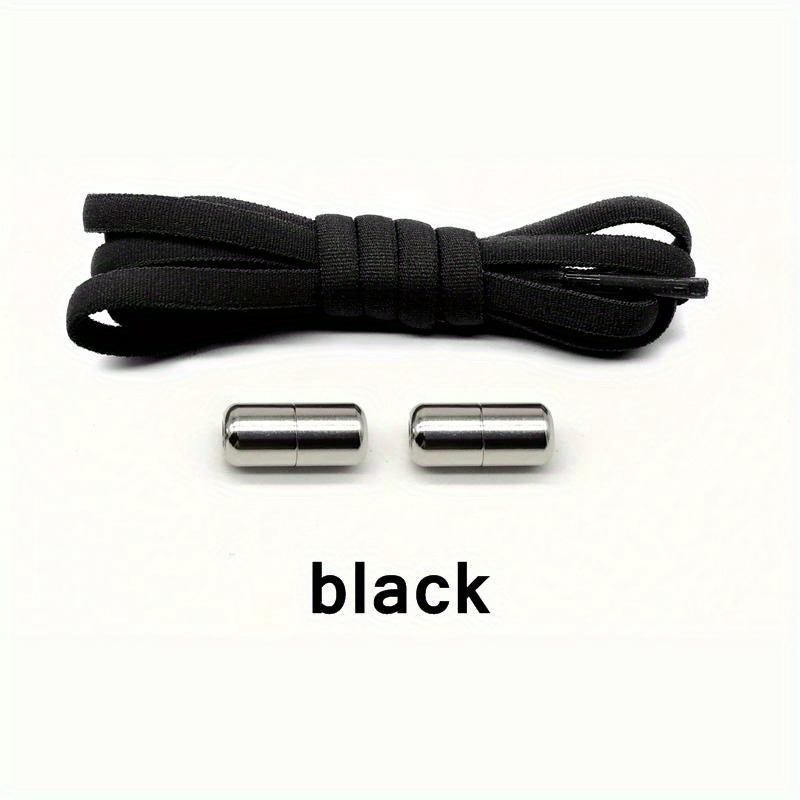 New Elastic Pair Of Shoelaces With Design For Sneakers, Featuring Metal Locking Mechanism