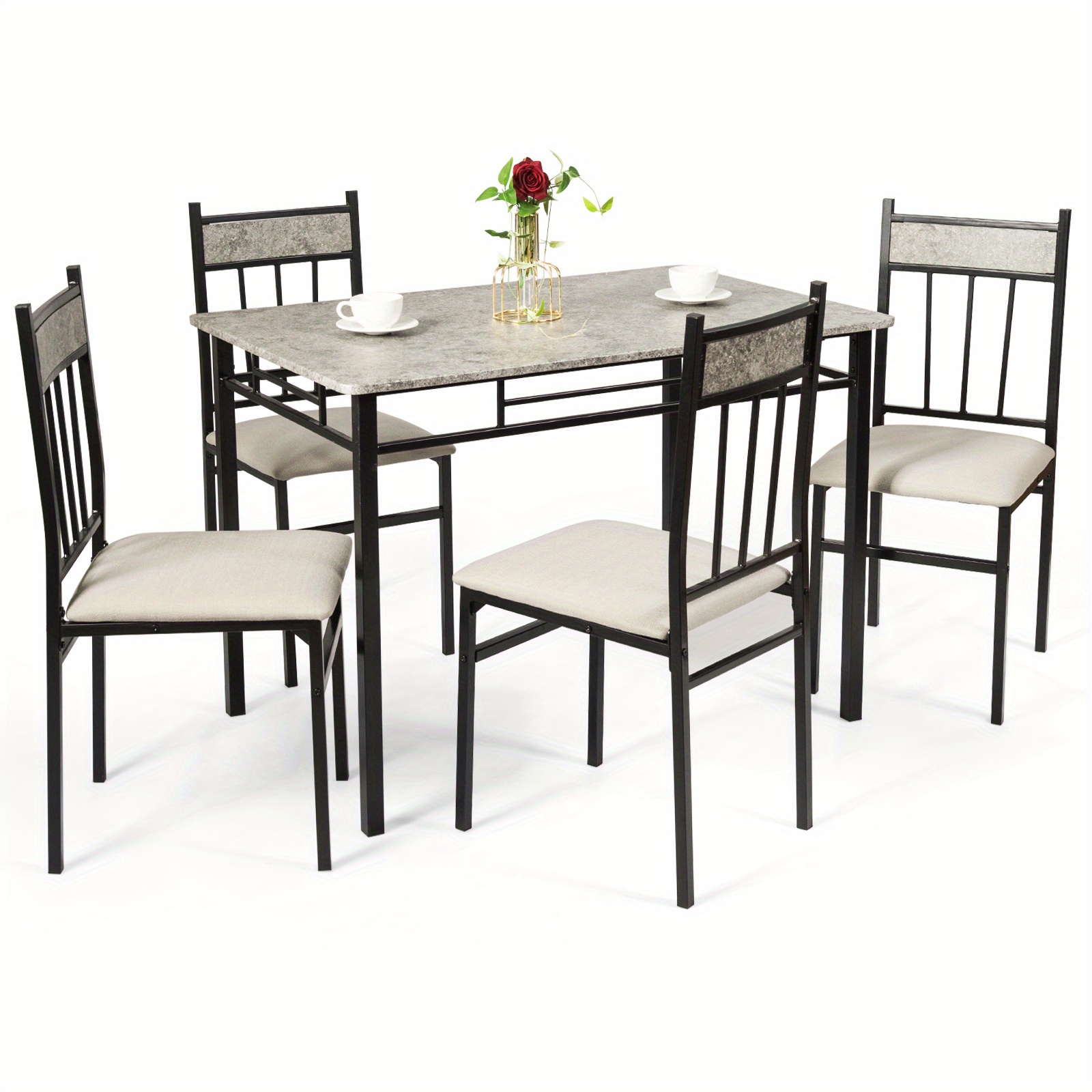 

Lifezeal 5 Piece Dining Set Table And 4 Padded Seat Chairs W/ Metal Legs