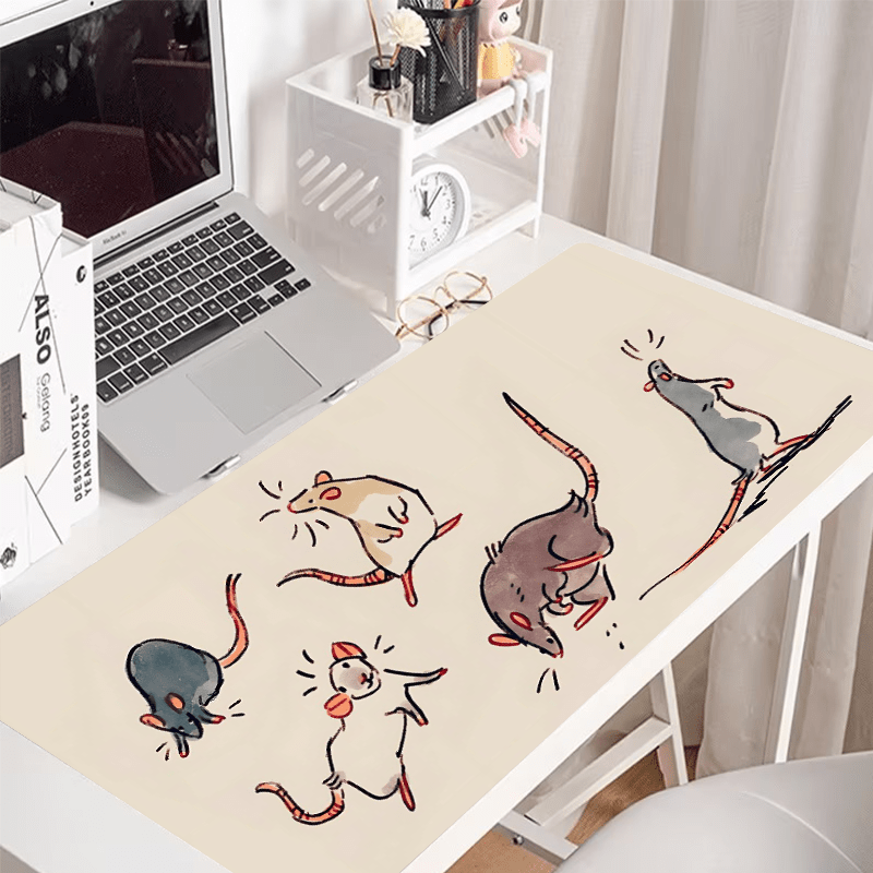 

Cartoon Mouse Art Large Mouse Pad - Non-slip Rubber Base, Oblong Gaming Desk Mat, Extended Keyboard And Mouse Pad For Office And Home Use