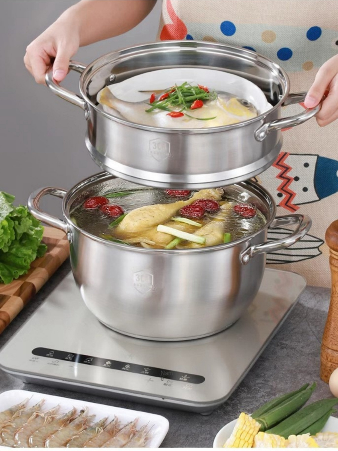 BESPORTBLE Dünsteinsatz Edelstahl 32cm - Dampfgarer Für Kochtöpfe