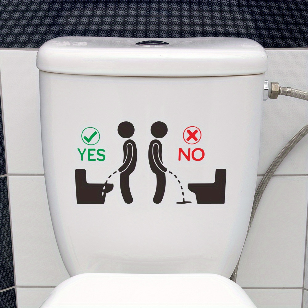 

Funny Cartoon Toilet Lid Decal - Removable Bathroom Wall Sticker, Self-adhesive Ceramic Decor