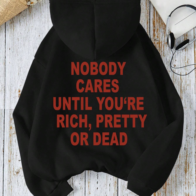 

Slogan Print Kangaroo Pocket Hoodie, Casual Long Sleeve Drawstring Hoodies Sweatshirt, Women's Clothing