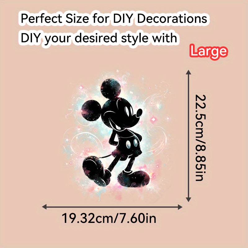 E-shop 1 Stück Mouse Bügeltransfer-Aufkleber für T-Shirts, DIY Kleidungsdekoration - Offizielle Ohren & Stoff-Heißpräge-Patch (Ohne Shirt), 2D Flach