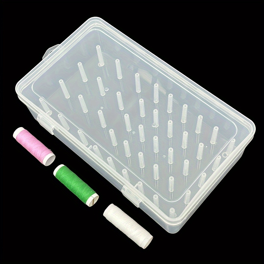 

1pc Multi-axis Plastic Thread Organizer - 24/42 Slots, Transparent Needle & Spool Storage Box For Desktop Organization