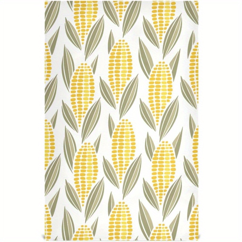 

1pc, Autumn Corn Pattern Kitchen Towels, Super Soft Polyester Blend, Modern Style, Absorbent Dish Towels For Drying And Cleaning, Kitchen Decor