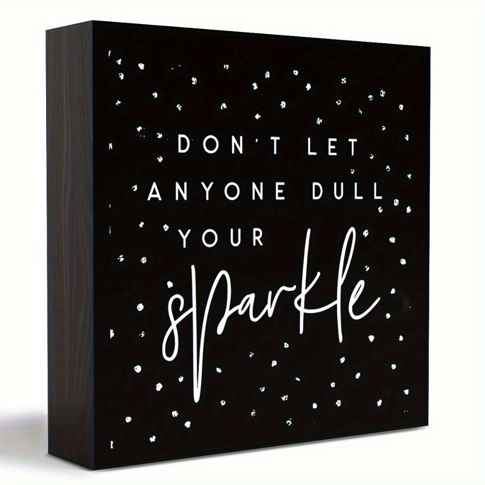 

1pc Chic Black Wooden Box Wall Art With Inspirational Quote, "don't Let Anyone Your Sparkle" - Rustic Farmhouse Decor For Home, Office, Living Room, Bedroom - Ideal Gift, Home Decor