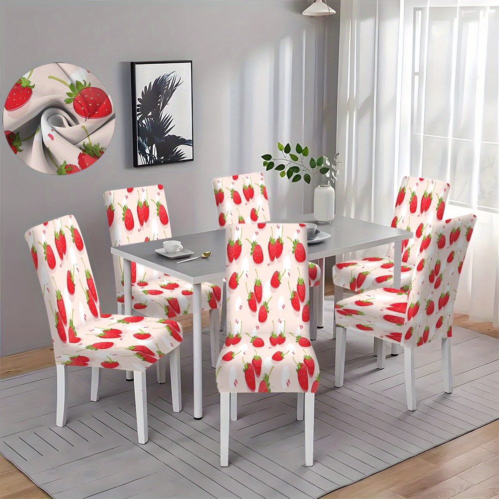 

Simple And Fresh Strawberry Sofa Covers, Chair Covers In Sets Of 2/4/6, Dust-proof Covers, Suitable For Dining Rooms, Living Rooms, Offices, And Home Decor.