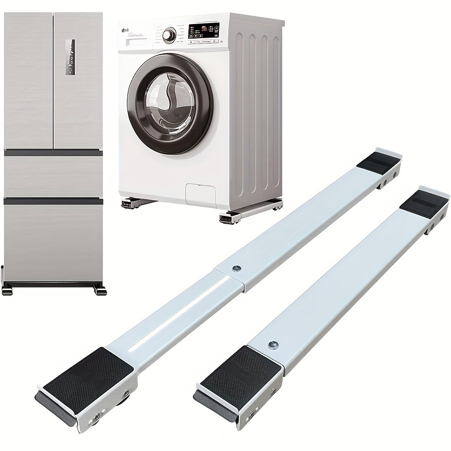 1 pair heavy duty metal appliance roller retractable base for washing machine dryer refrigerator furniture   rollers white details 0
