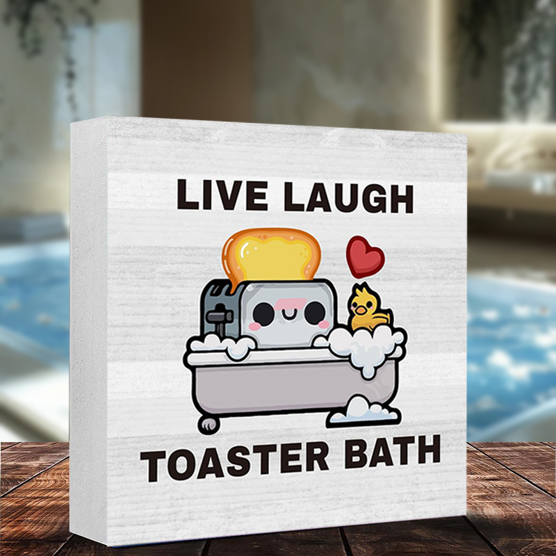 

Live Laugh Toaster Bath Letter Tabletop Home Office Decor - Bathtub Toaster And Yellow Square Foam Pvc Desktop Ornament - Ideal Gifts For Family And Friends - White Gray Black And Yellow Accessory