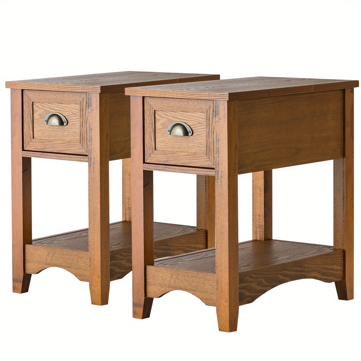 

Lifezeal 2 Pcs Contemporary Side End Table Compact W/ Drawer Nightstand Tawny