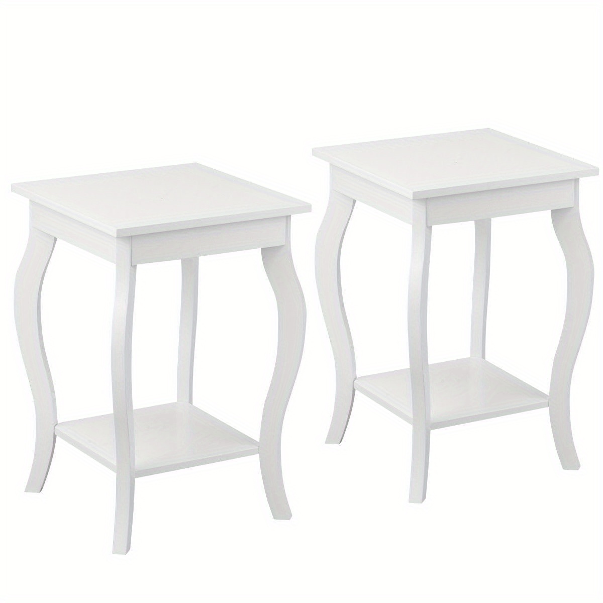 

2pcs Lifezeal Accent Side Table Sofa End Table Nightstand Coffee Table W/ Shelf White For Restaurant