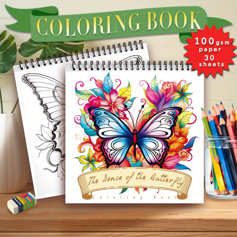 

Soothing Spiral Coloring Book For Adults - 8.3" X 8.3", 30 Pages, Perfect For Doodling & Relax - Ideal Gift For Holidays, Halloween, Back To School Spiral Bound Coloring Book