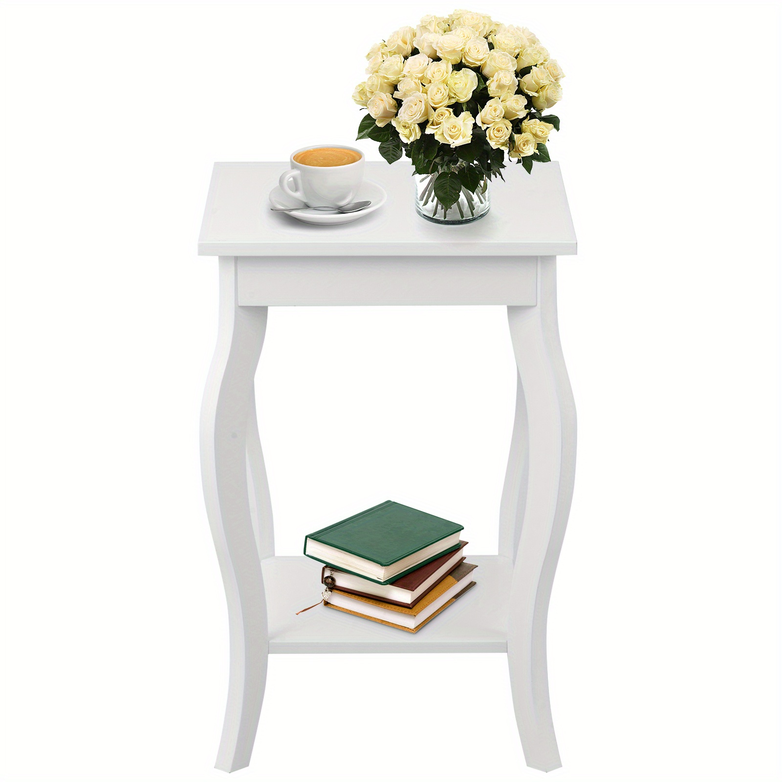 

Lifezeal 2-tier Accent Side Table Sofa End Table Nightstand Coffee Table W/ Shelf White, 1 Piece