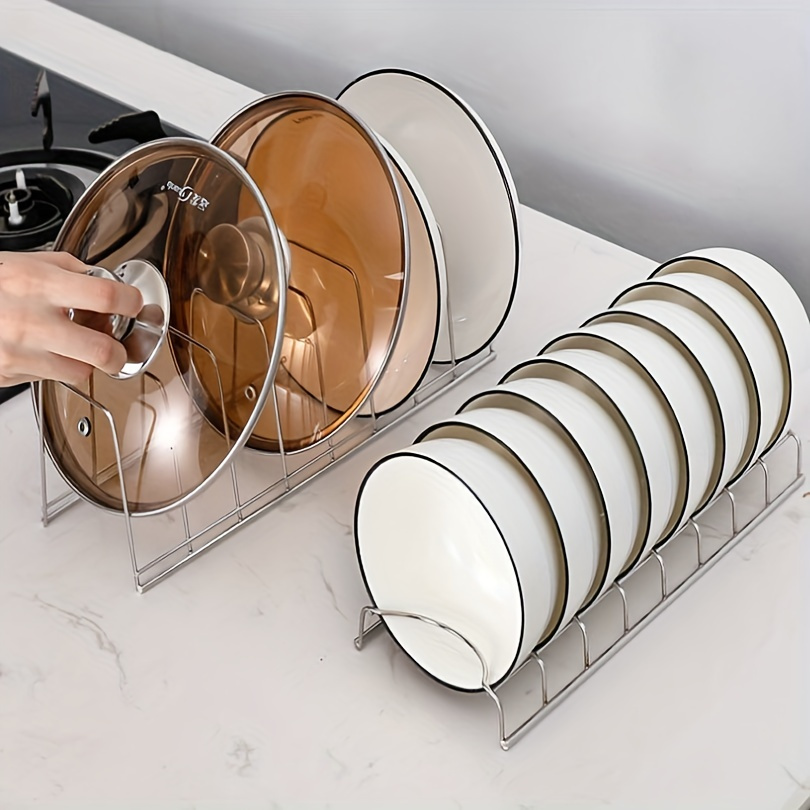 1  functional dish rack stainless steel kitchen organizer for plates bowls draining storage rack for countertop cabinet home kitchen accessories details 6