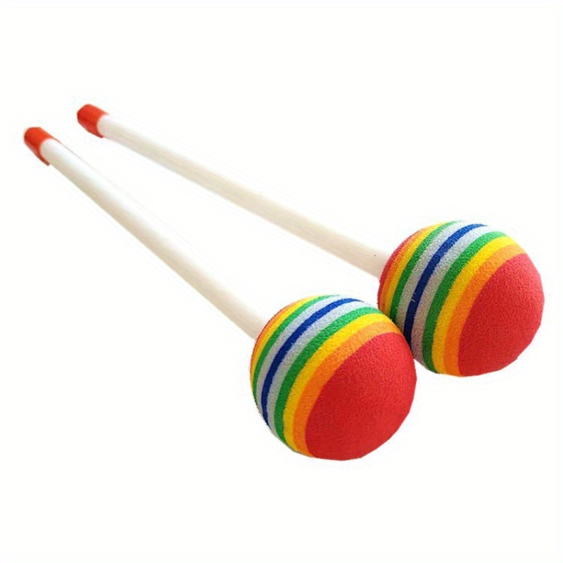 2pcs Rainbow Ball Drum Mallets - Colorful Percussion Sticks for Music Enthusiasts (Drum Not Included)