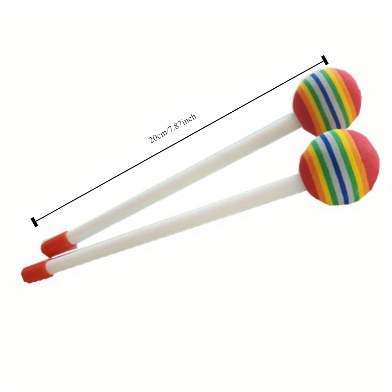 2pcs Rainbow Ball Drum Mallets - Colorful Percussion Sticks for Music Enthusiasts (Drum Not Included)