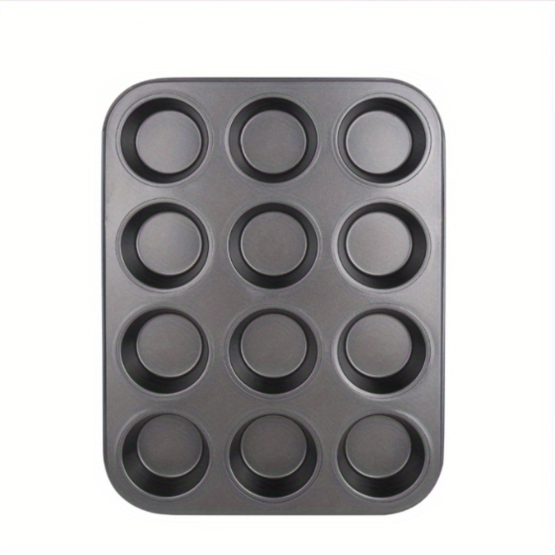 

2-piece Premium Carbon Steel Muffin & Cupcake Baking Pans - 12 Non-stick Cups, Perfect For Cheesecakes & Pastries