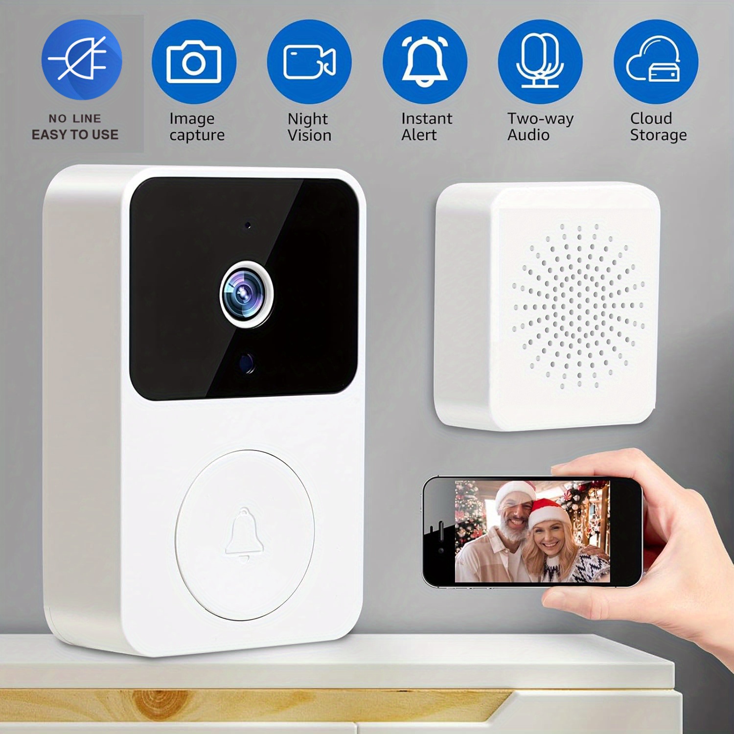 

Doorbell Camera Video Doorbell, Night Vision & Voice Change Smart Home Security System Monitor, Doorbell Camera Wifi Intelligent Visual Doorbell Home Wifi Rechargeable Security Doorbell, 2-way Calls