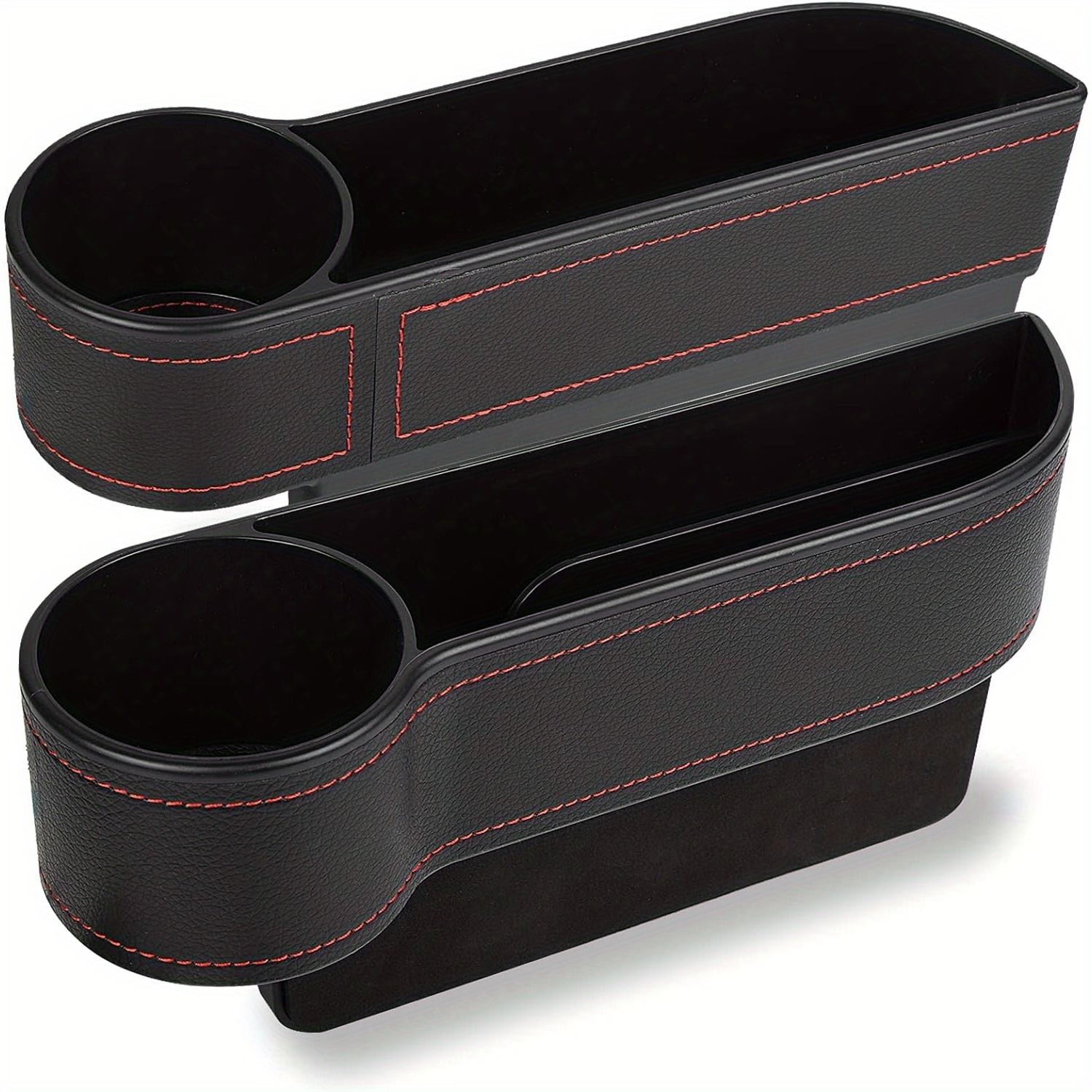 

2pcs Car Seat Gap Organizer With Cup Holder - Front Console Side Storage Boxes For Driver & Passenger Sides Seat Gap Storage For Car Car Armrest Storage Box