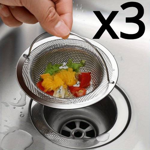 2 3pcs stainless steel drain stopper hair catcher with anti slip handle shower sink filter effortlessly prevents clogs blockages durable and for kitchen bathroom