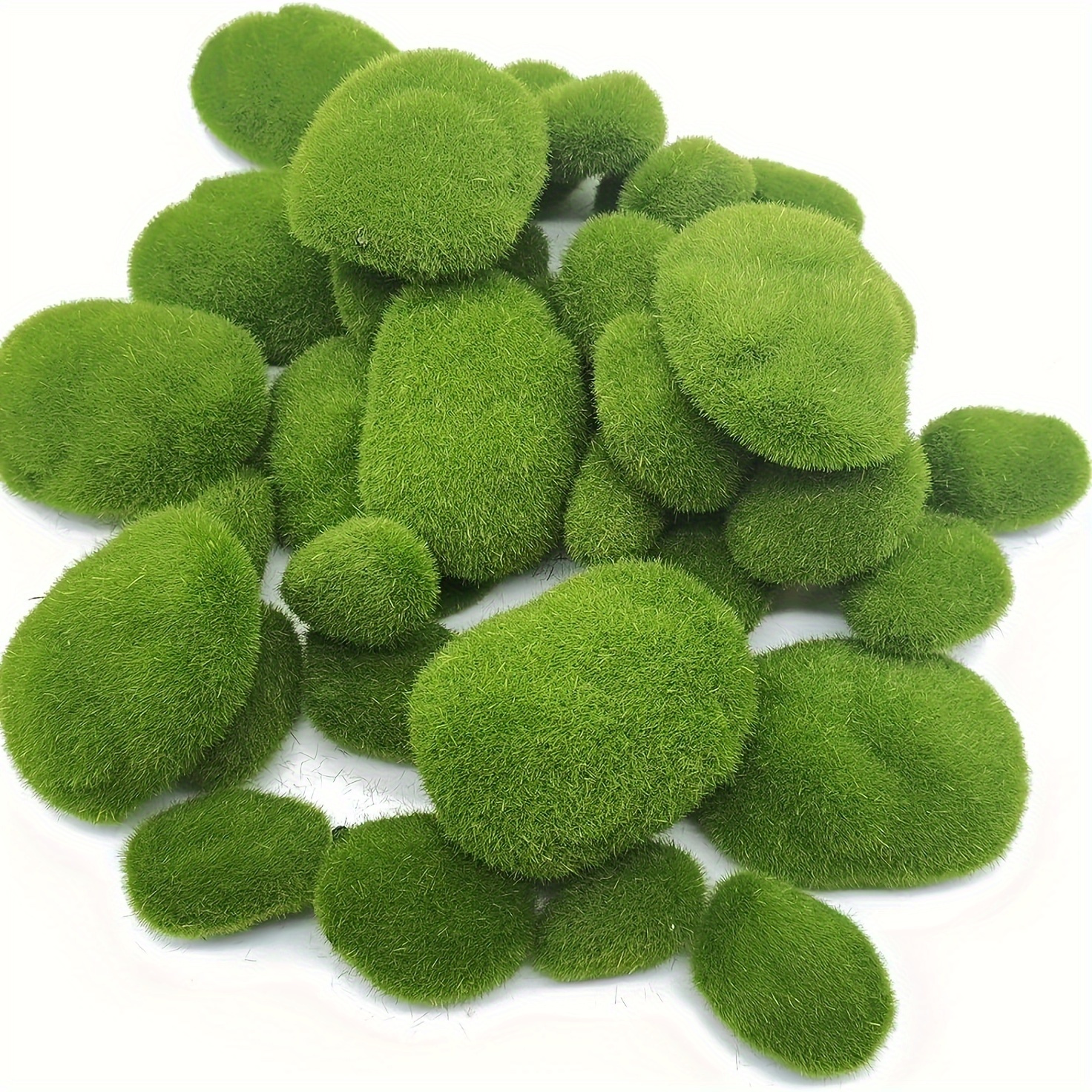 

40pcs Green Artificial Moss Set - Realistic Balls & Stones For Flower Arrangements, & Crafts