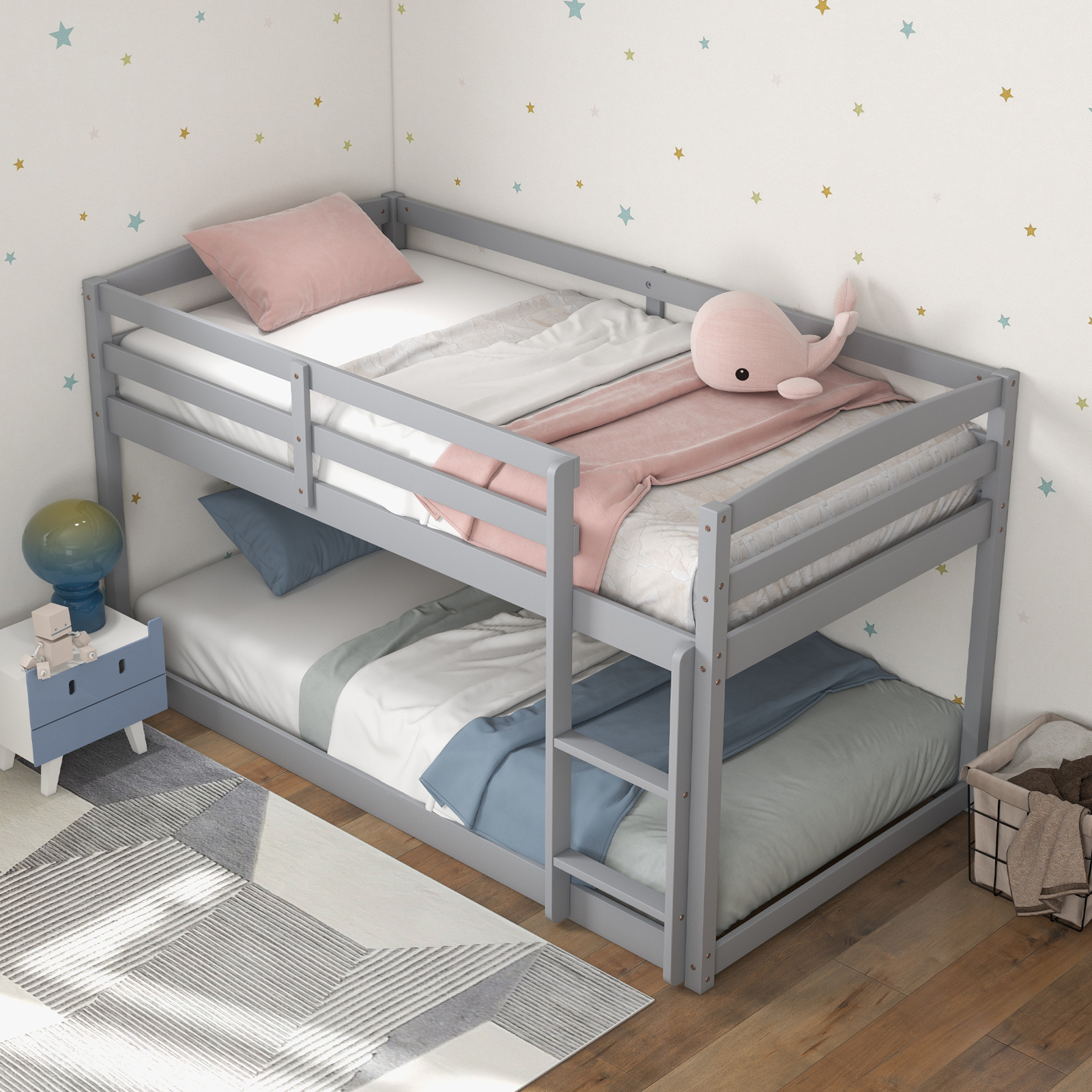 

Lifezeal Over Low Bunk Bed Wooden