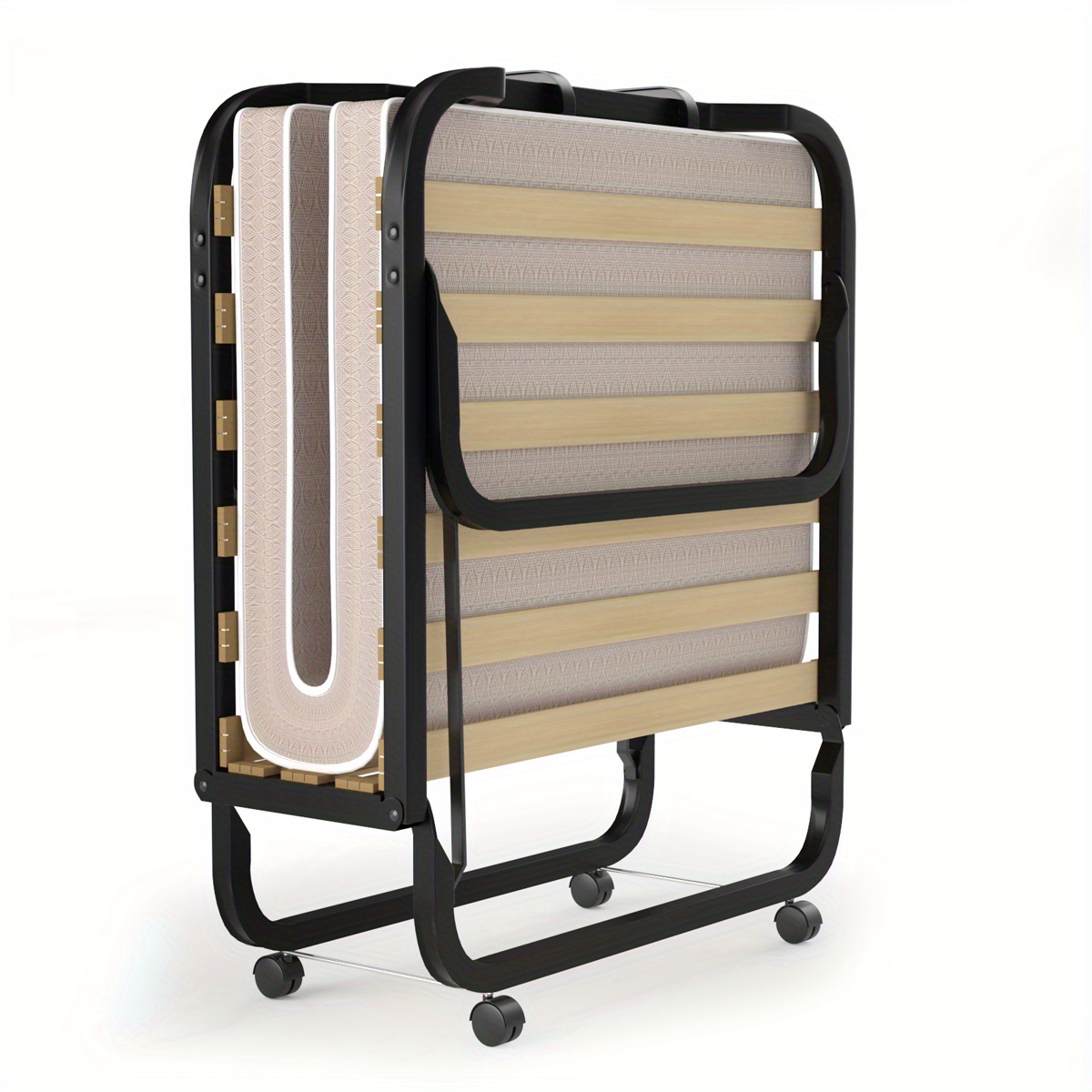 

Lifezeal Folding Bed W/memory Foam Mattress Rollaway Metal Bed Sleeper Made In Italy
