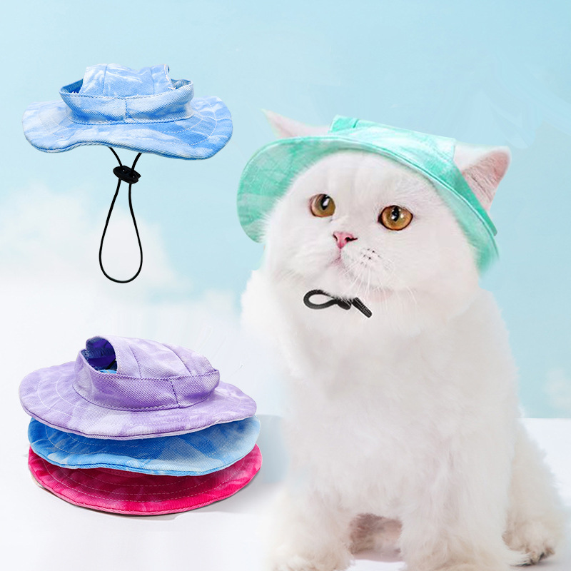 

1pc Adjustable Pet Sun Hats With Ear Holes, Breathable Dog Fisherman Caps, Cat Sunshade Hats, Cute Protection & Dress-up Accessories For Pet Dogs