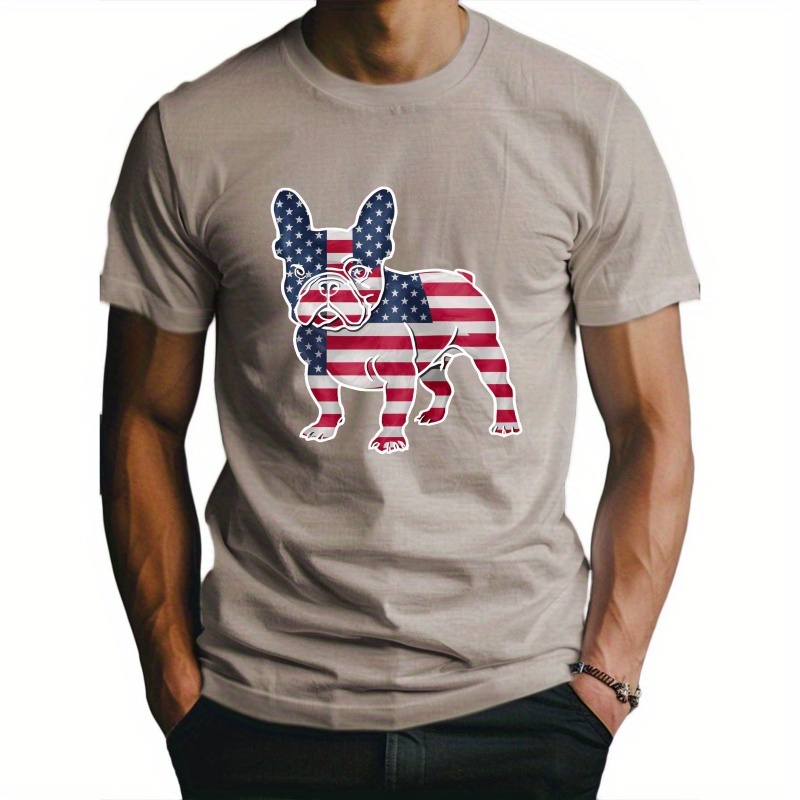 

American Flag French Bulldog Fitted Men's T-shirt, Sweat-wicking And Freedom Of Movement