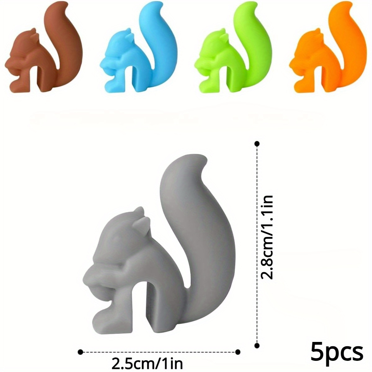 5 шт. держатель для чайных пакетиков, вешалка для чайных пакетиков, милый маркер напитков в форме белки, изготовленный из силикона, подходит для чашек и кружек, подходит для домашнего кофейного магазина, пикника, аксессуары для чая. Детали 1.
