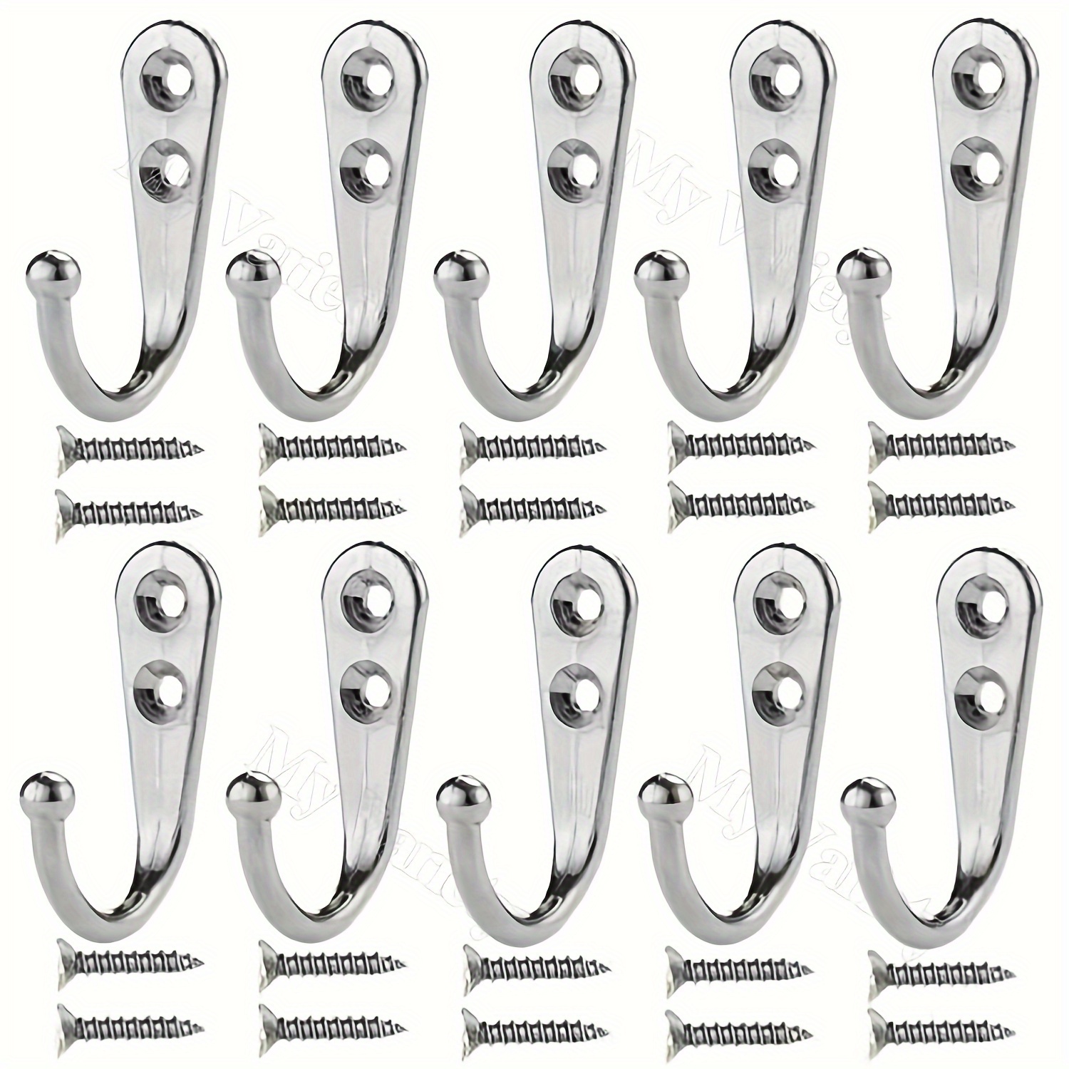 

10pcs Stainless Steel Wall Hooks - Versatile Hanging Rack For Coats, Towels, Robes & More - With Screws Included, Wall Hooks, Stainless Steel, Coat Hat, Robe Holder