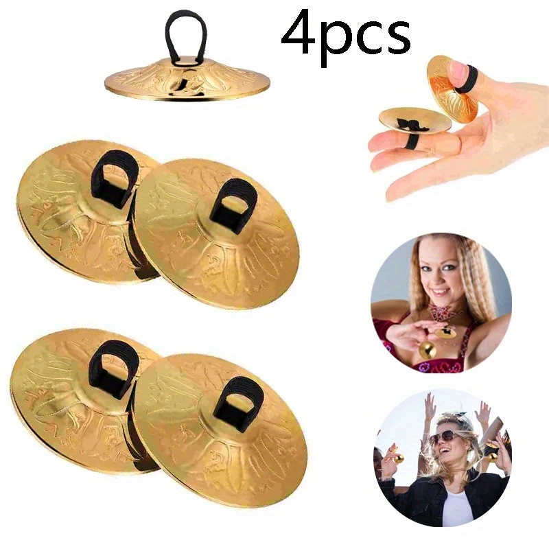 

4pcs Copper Finger Cymbals Small Finger Cymbals Belly Dancing Mini Cymbals Musical Instrument Saucers